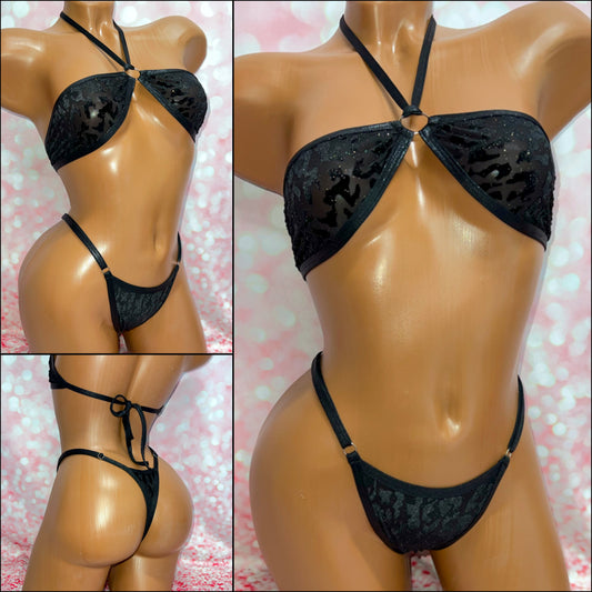 Black Leopard Strapless Bikini