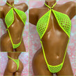 Neon Green Diamond Mesh Choker Slingshot