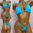 Rhinestone Cut Out Bikini Turquoise