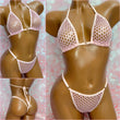 Metallic Baby Pink Diamond Mesh Bikini