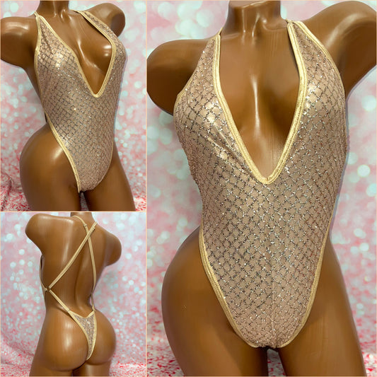 Gold Diamond Glitter One Piece