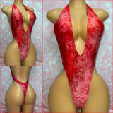 Red Tie Dye Halter Bodysuit