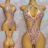Sequin Mesh Cut Out One Piece