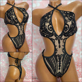 Sequin Mesh Cut Out One Piece