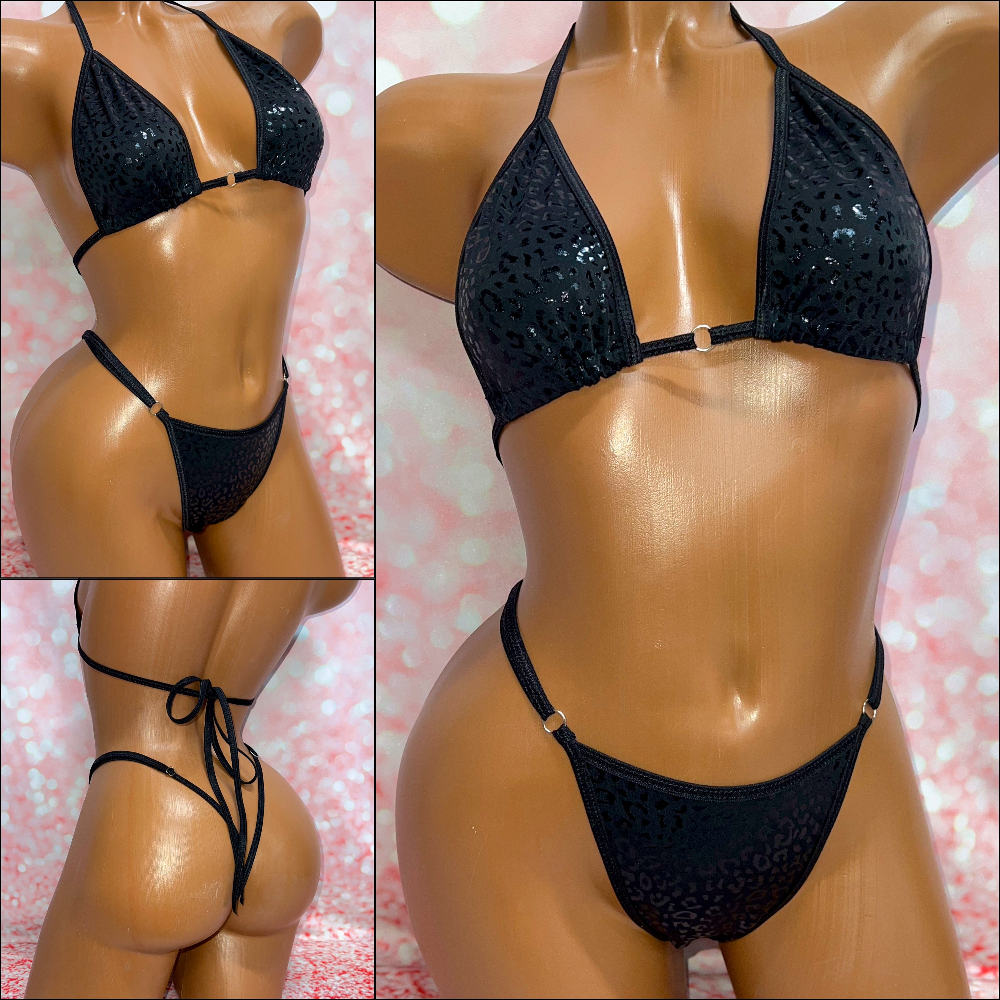 Metallic Black Leopard Bikini