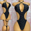 Rhinestone Cut Out One Piece