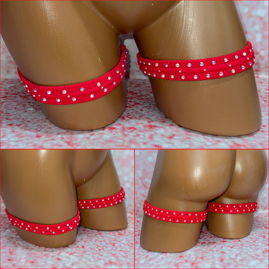 Red Rhinestone Garter Set