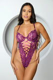 Rhinestone Lace Teddy Purple