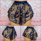 Dark Blue Sequin Mesh Shorts