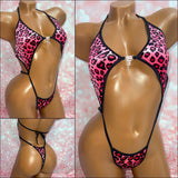 Velvet Leopard Print Diamond Slingshot - Multiple Colour Options