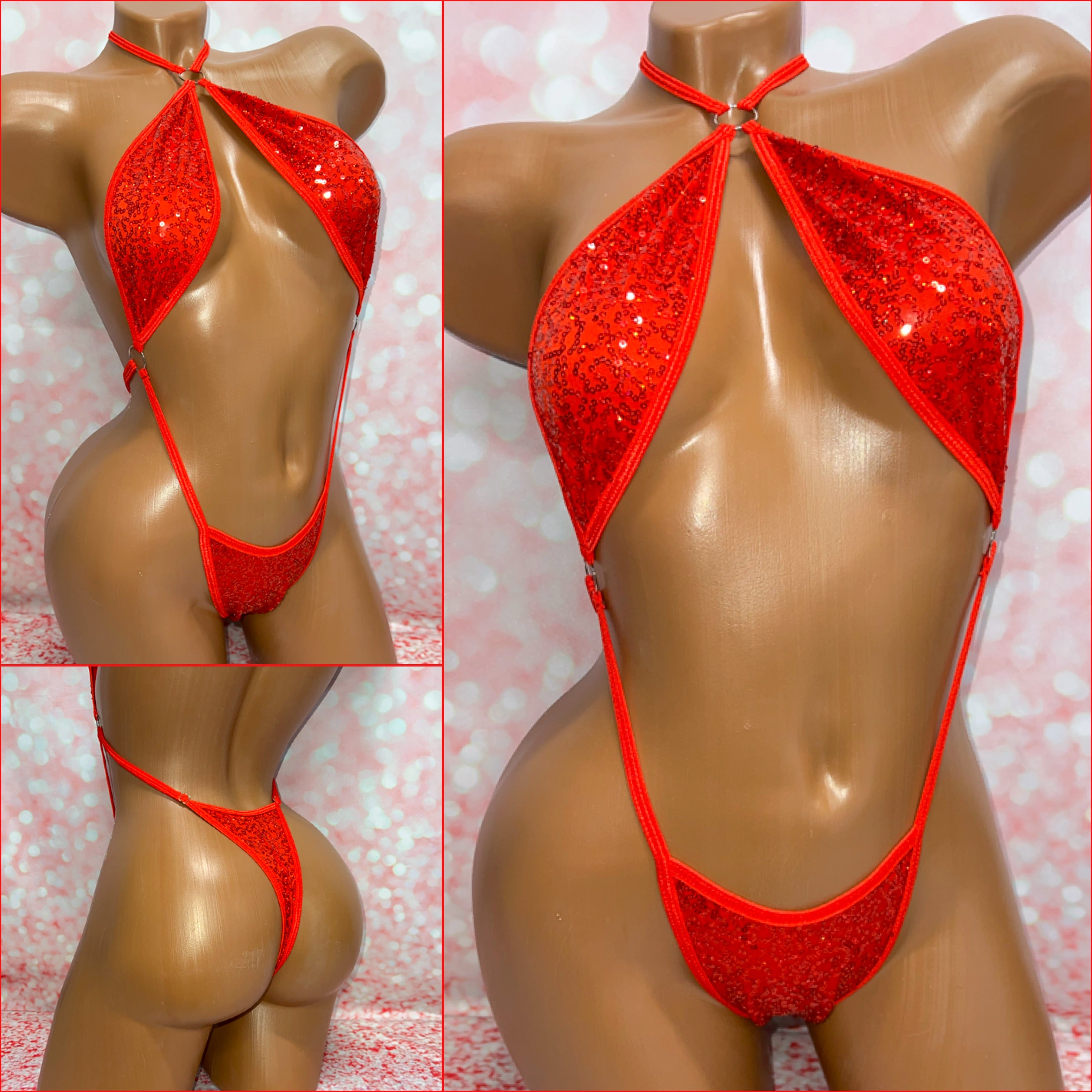 Red Sequin Choker Slingshot