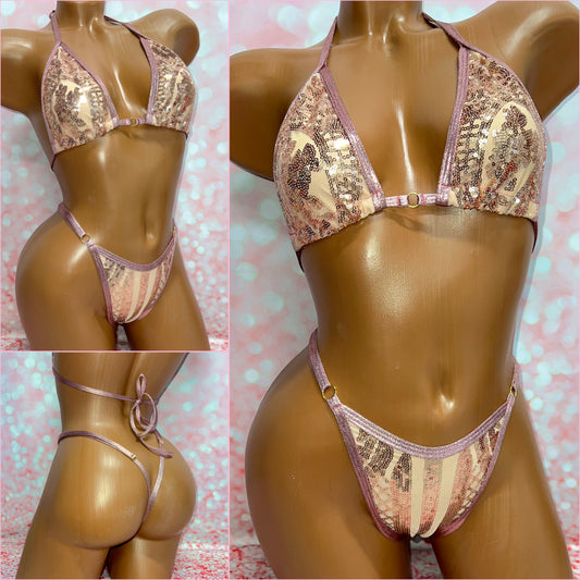 Gold Pattern Sequin Bikini