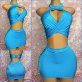 Blue Skirt and Twist Top Set