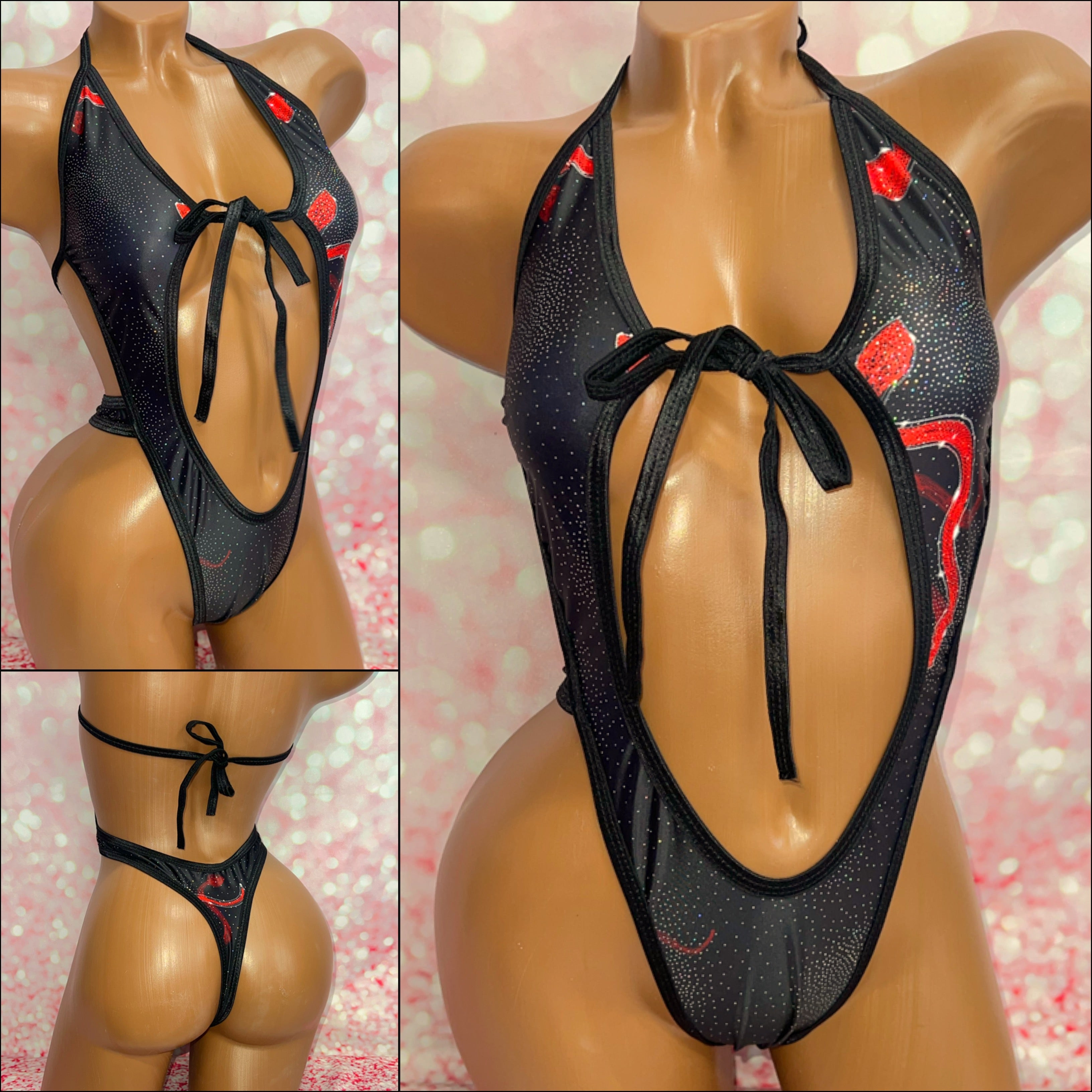 Glitter Snake Tie Front Bodysuit