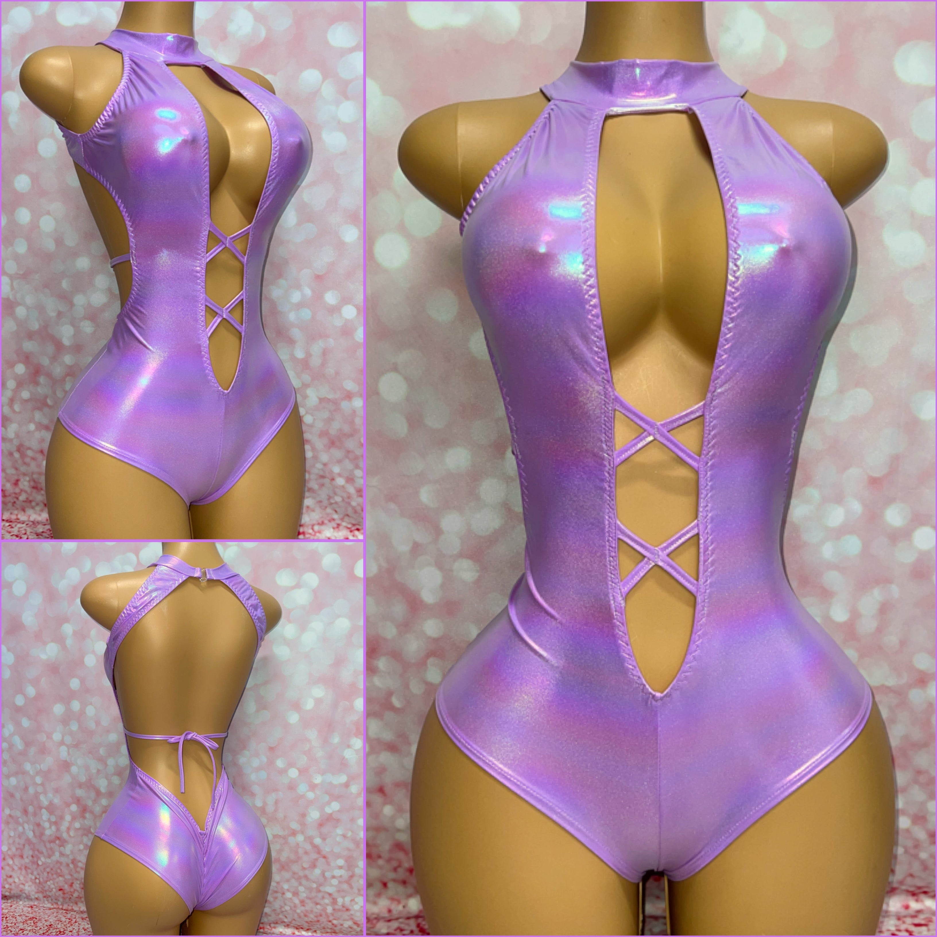 Purple Holo X Front Romper