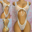 Lace Rhinestone Bodysuit White