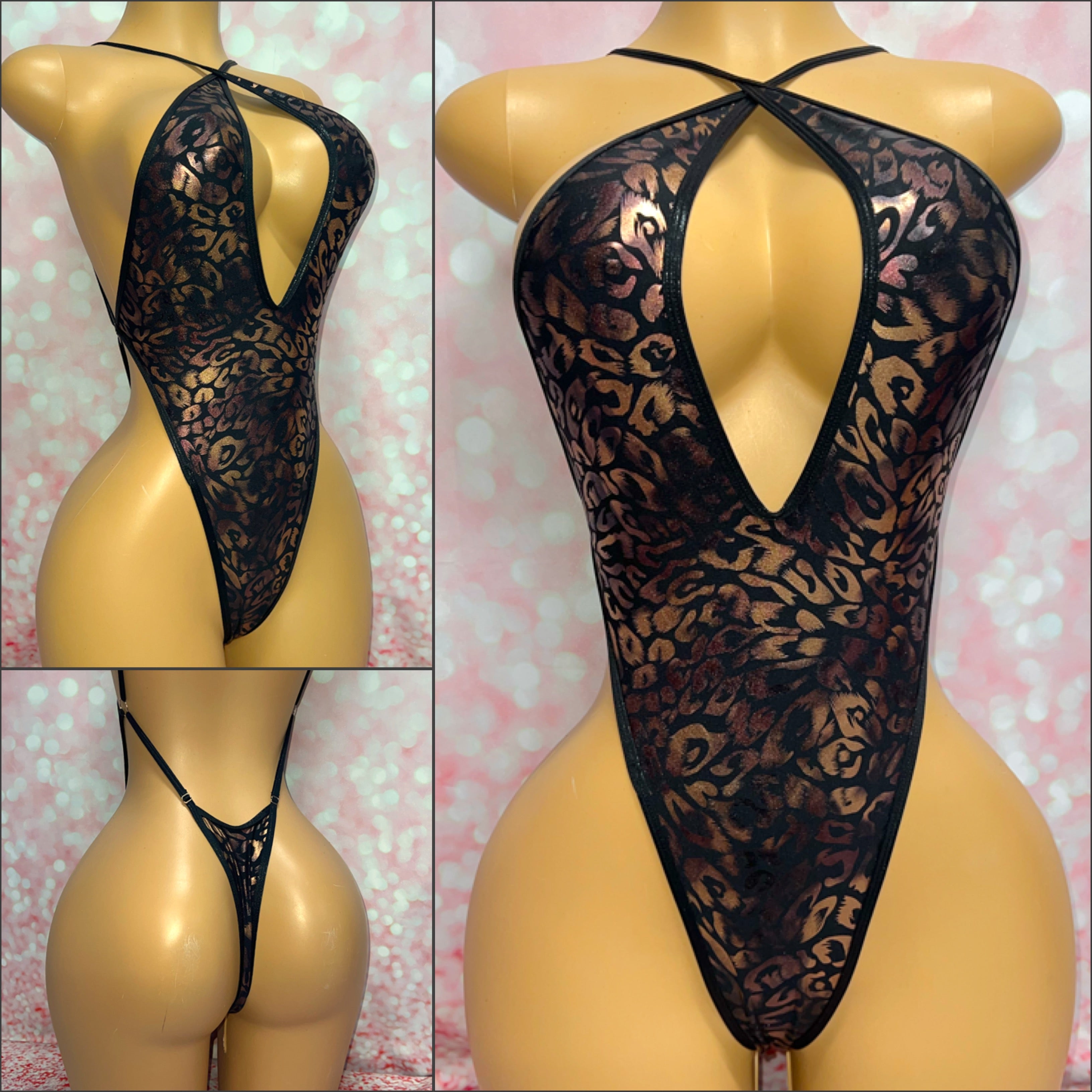 Black Gold Leopard Adjustable One Piece
