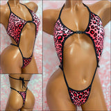 Velvet Leopard Print Diamond Slingshot - Multiple Colour Options
