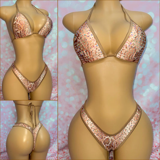 Extreme Bling Cheeky Bikini Brown Snakeskin