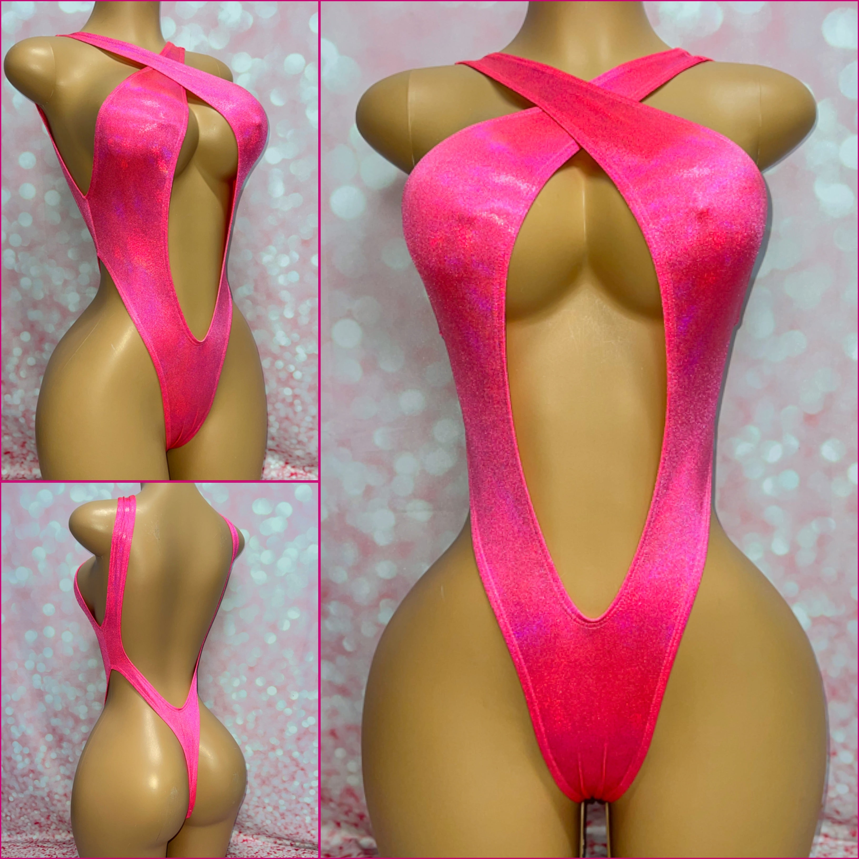 Neon Pink Cross Over One Piece