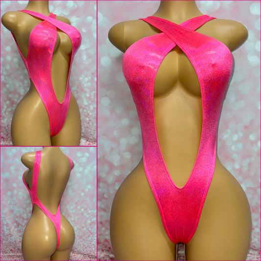 Neon Pink Cross Over One Piece