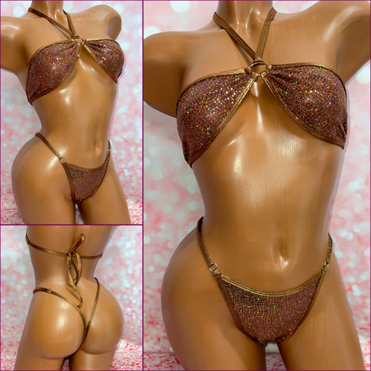 Chocolate Holo Strapless Bikini