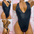 Black Metallic Leopard Adjustable One Piece