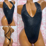 Black Metallic Leopard Adjustable One Piece