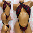 Black Red Diamond Sequin Mesh Slingshot