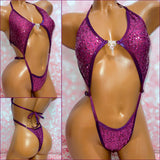 Aubergine Sequin Diamond Slingshot