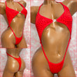 Rhinestone Clip Front Sling Red