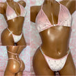 Pink Glitter Pattern Velvet Bikini