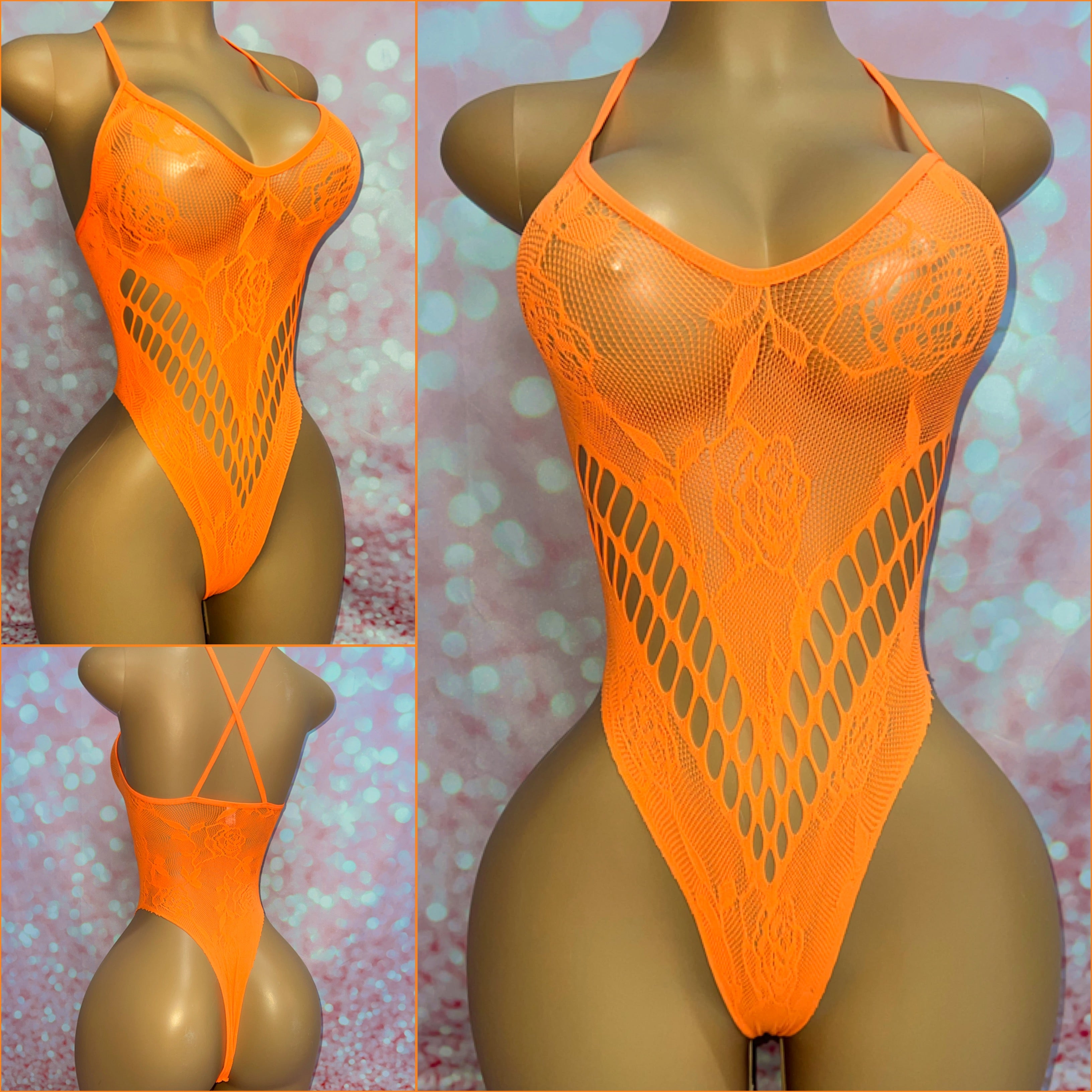 Neon Orange Stretch Bodysuit