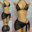 Black Mesh Bikini & Skirt Set