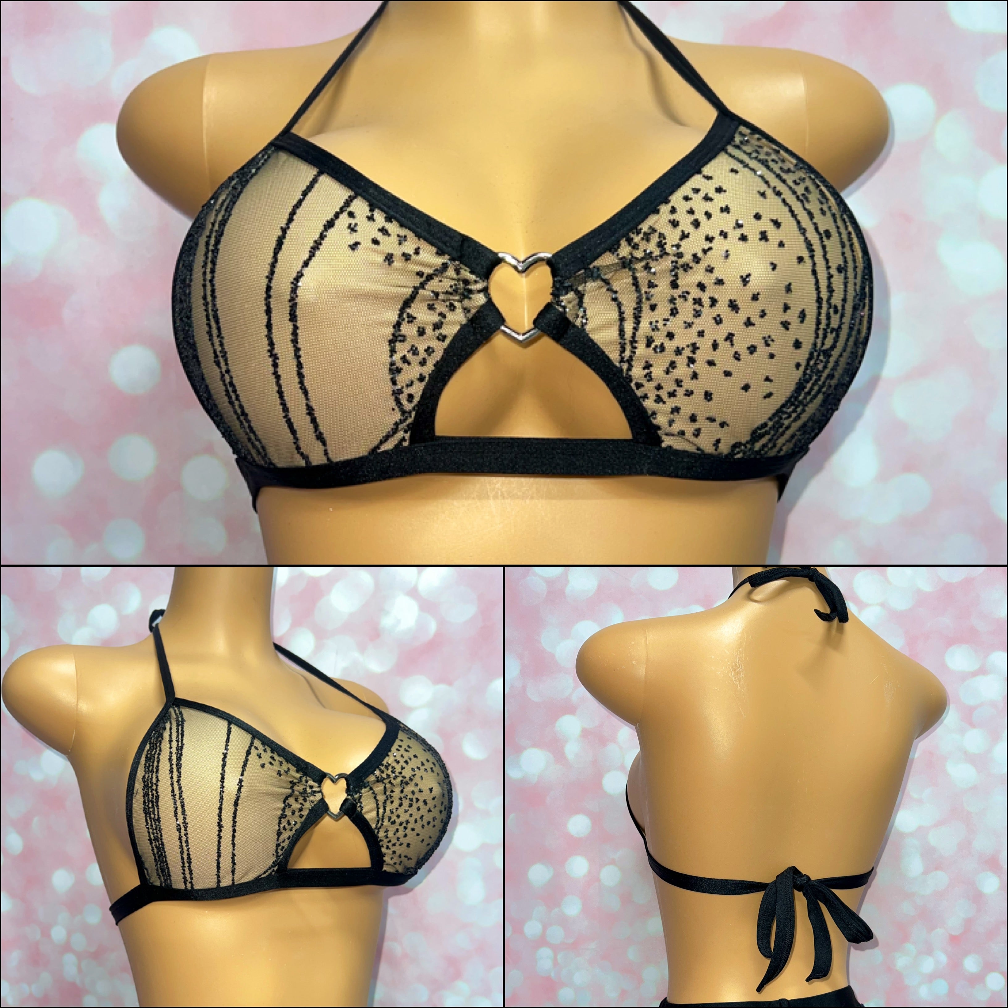 Wave Glitter Mesh Top Black/Black