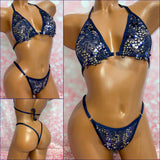 Navy Gold 3D Sequin Bikini