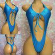 Blue Holo Tie Front Bodysuit