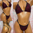 Black Red Sequin Mesh Bikini