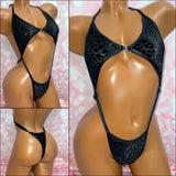 Black Velvet Leopard Clip Front Sling