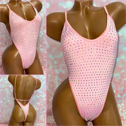 Extreme Rhinestone One Piece Baby Pink