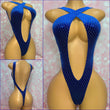 Royal Blue Glitter Velvet Cross Over One Piece