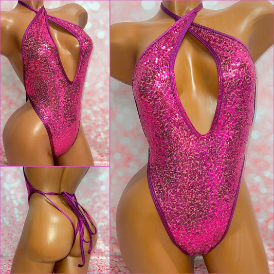 Fuchsia Sequin One Piece
