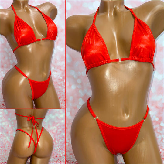 Red Wet Look Bikini