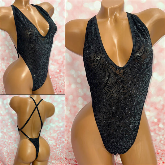 Glitter Damask Adjustable One Piece