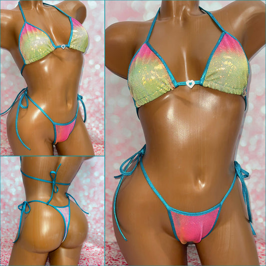 Metallic Ombre Tie Side Bikini