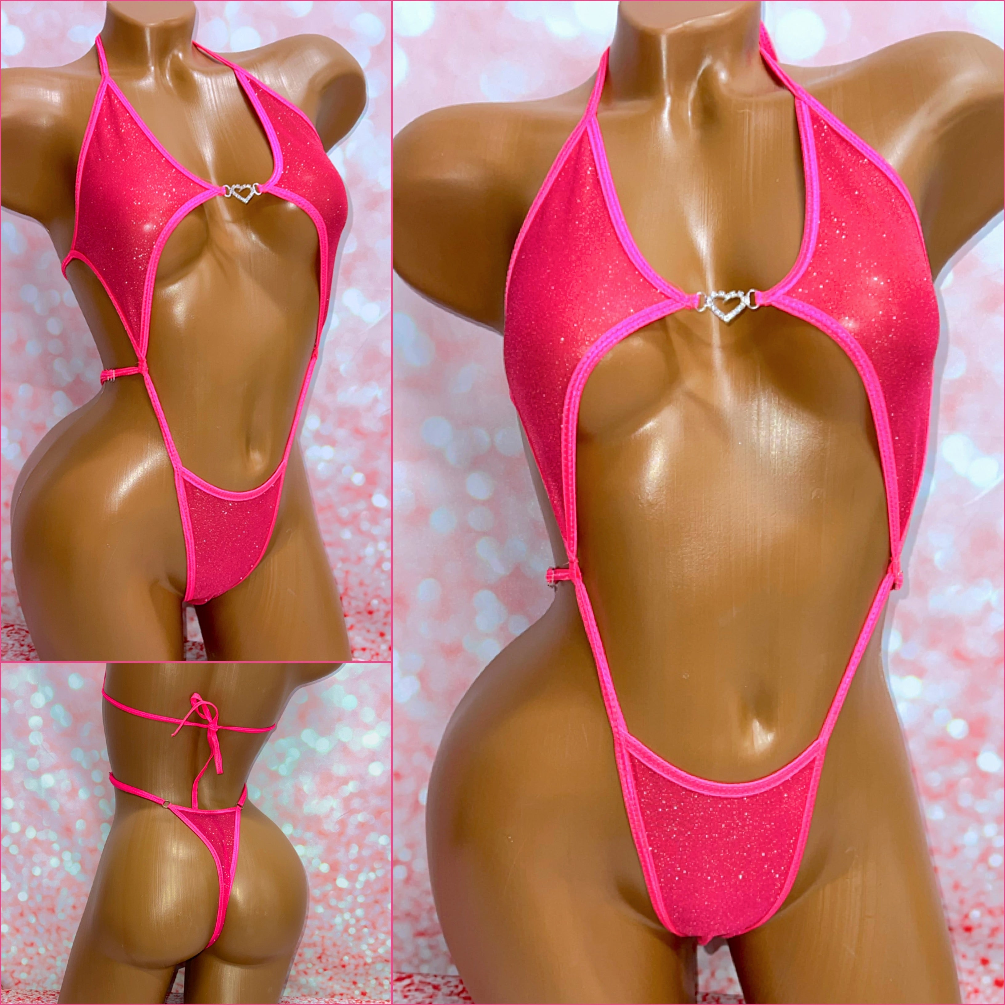 Hot Pink Glitter Mesh Diamond Slingshot