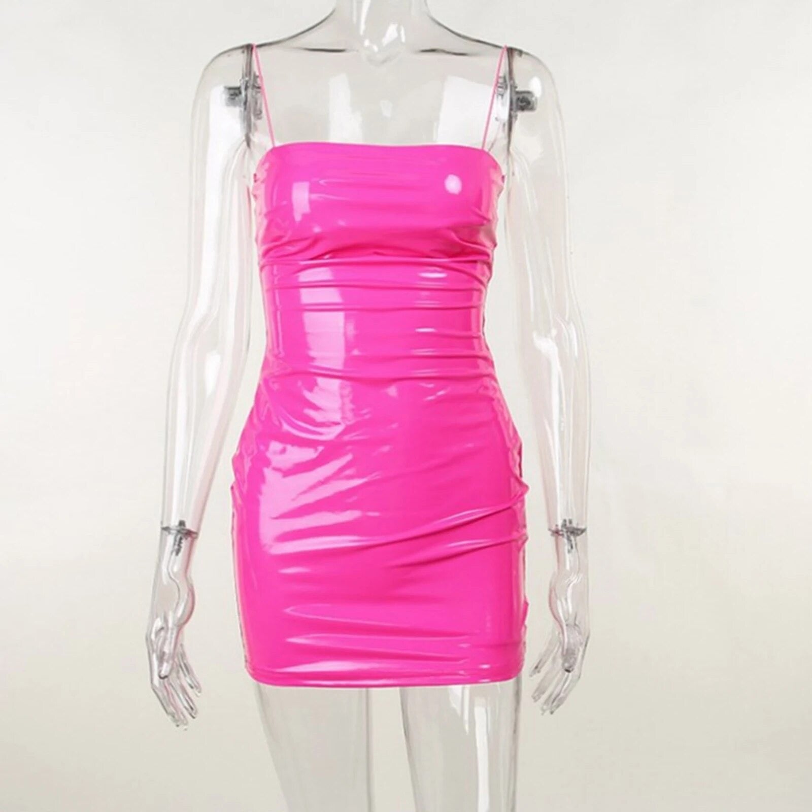 Pink Vinyl Mini Dress