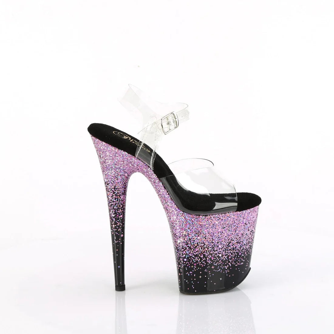 Pleaser FLAMINGO-808RSS Clear/Purple Glitter Heels