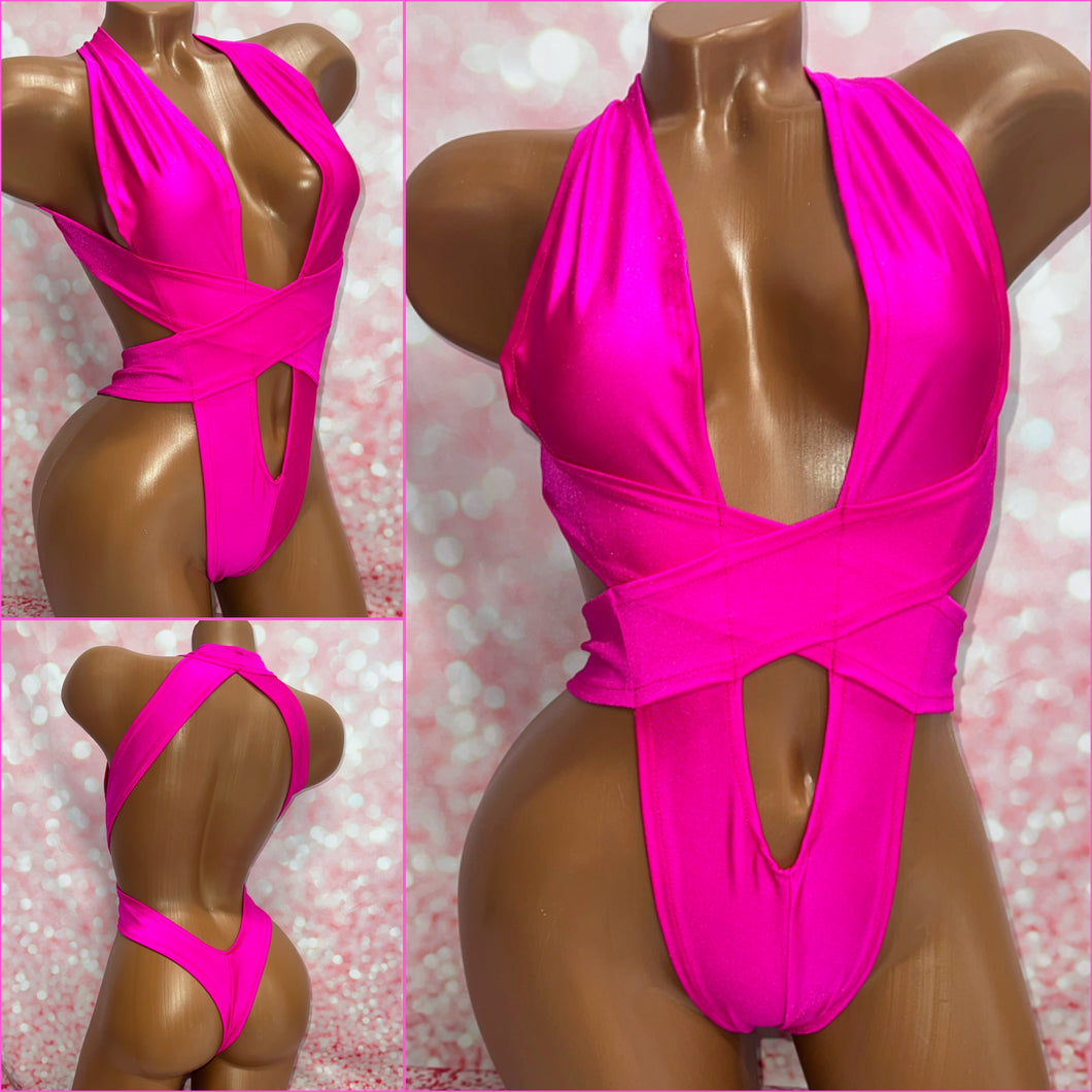 Hot Pink Wrap Bodysuit