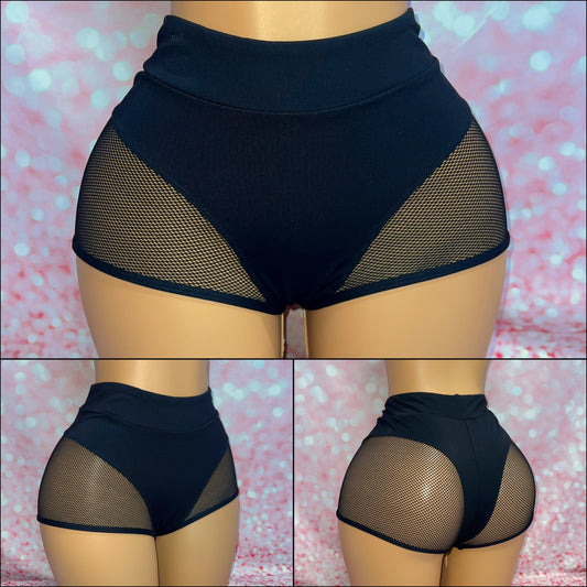 Black High Waist Mesh Bottoms